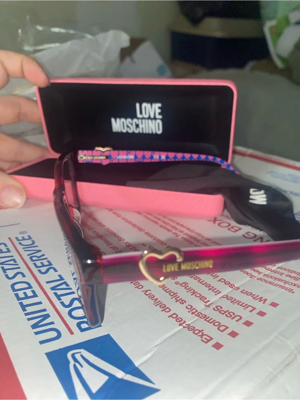 Moschino Pink Women's Sunglasses with Gold Heart Accent
